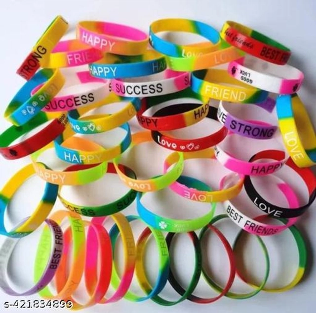 Rubber Friendship Wrist Bands (Multicolor, Pack of 10)