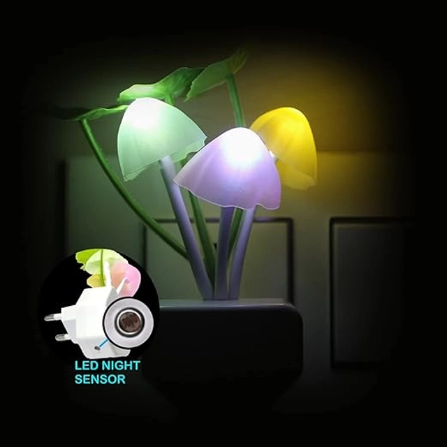 Mushroom Shape Automatic Off/On LED Magic Night Lights (Multicolor)