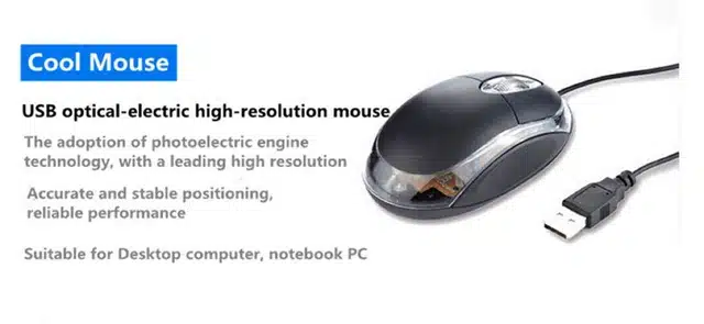 Plastic Optical Wired Mouse for Computer (Black)